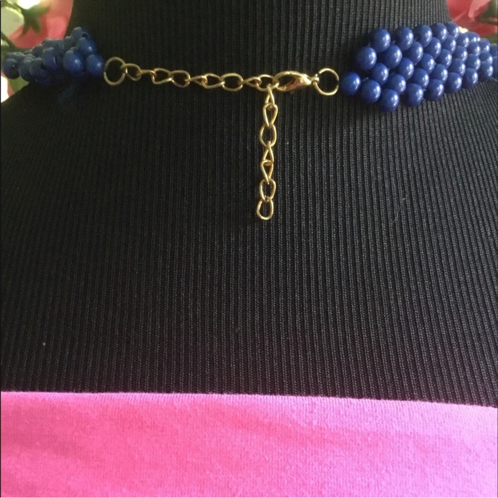 💖See New Listing💖   💙🌸  Blue Statement Bib Necklace  🌸💙New💙🌸 - Picture 11 of 11